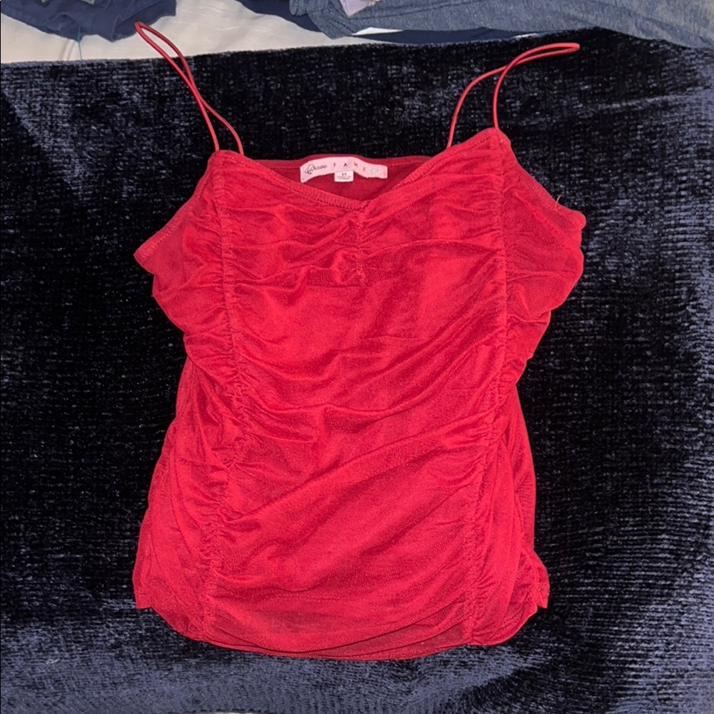 Fashion Nova Red Ruched Sleeveless Camisole
